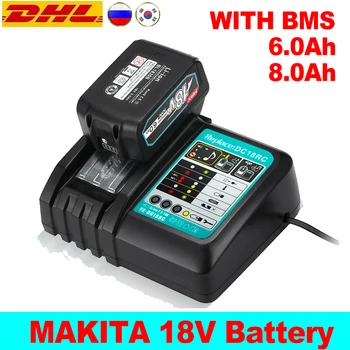 Новейшая Обновленная Аккумуляторная Батарея BL1860 18 V 6000 mAh Литий-ионная для Makita 18v Battery BL1840 BL1850 BL1830 BL1860B LXT 400