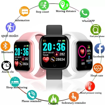 Спортивные часы для Apple Android Цифровые наручные часы Мониторинг здоровья Мужские Женские часы Количество шагов Детские часы Напоминание