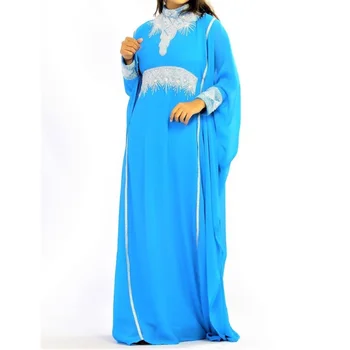 Синие Кафтаны из Дубая и Марокко, платья Абайя, Красивые длинные платья, европейские и американские модные тенденции