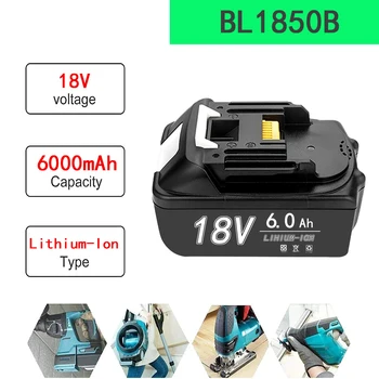 Перезаряжаемая литий-ионная батарея 18 V 6000mAh для Makita 18v Battery BL1840 BL1850 BL1830 BL1860B LXT 400 18650 аккумуляторная батарея BL1860