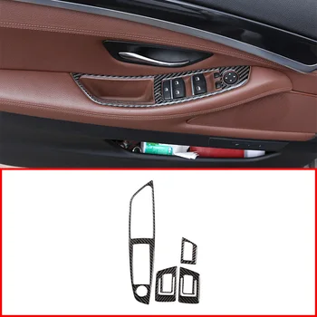Для BMW 5 серии F10 2010-2016 Интерьер автомобиля Кнопка стеклоподъемника из углеродного волокна, отделка рамы, Аксессуары для левостороннего привода