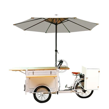 3 колесный Грузовой велосипед для мороженого Электрический Педальный Велосипед Бизнес Уличный мобильный торговый грузовик Кофейный киоск Тележка для общественного питания