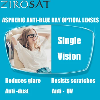 ZIROSAT Асферические Анти-Синие лучи MR-8 с индексом 1,61, сверхпрочные оптические очки, блокирующие синие лучи без оправы