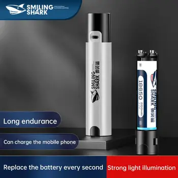 Smile Shark Мини светодиодный фонарик с USB-зарядкой, яркий фонарь для кемпинга, палатка, лампа для рыбалки, Сменный аккумулятор