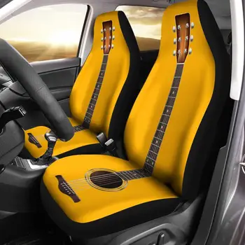 Желтые чехлы для автомобильных сидений для гитары, комплект из 2 универсальных защитных чехлов для передних сидений