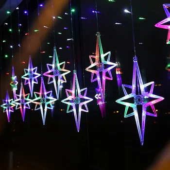 Светодиодный занавес с Полярной звездой, 3,2 м, Рождественская гирлянда, гирлянды, сказочные огни, уличные для окна, Свадебная вечеринка, рождественский декор